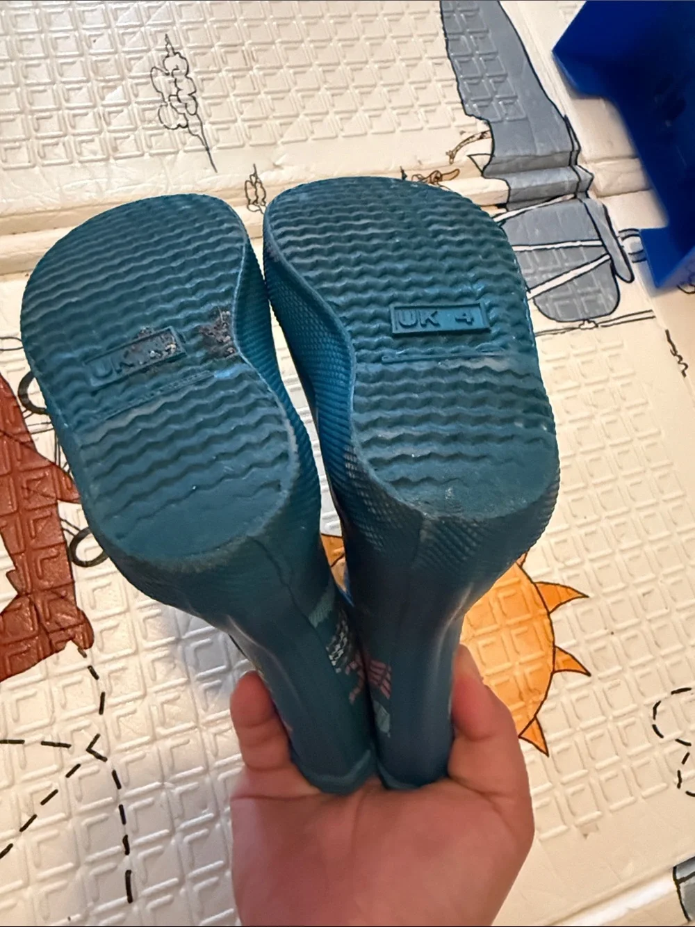Hunter Kids Teal Patterned Rain Boots